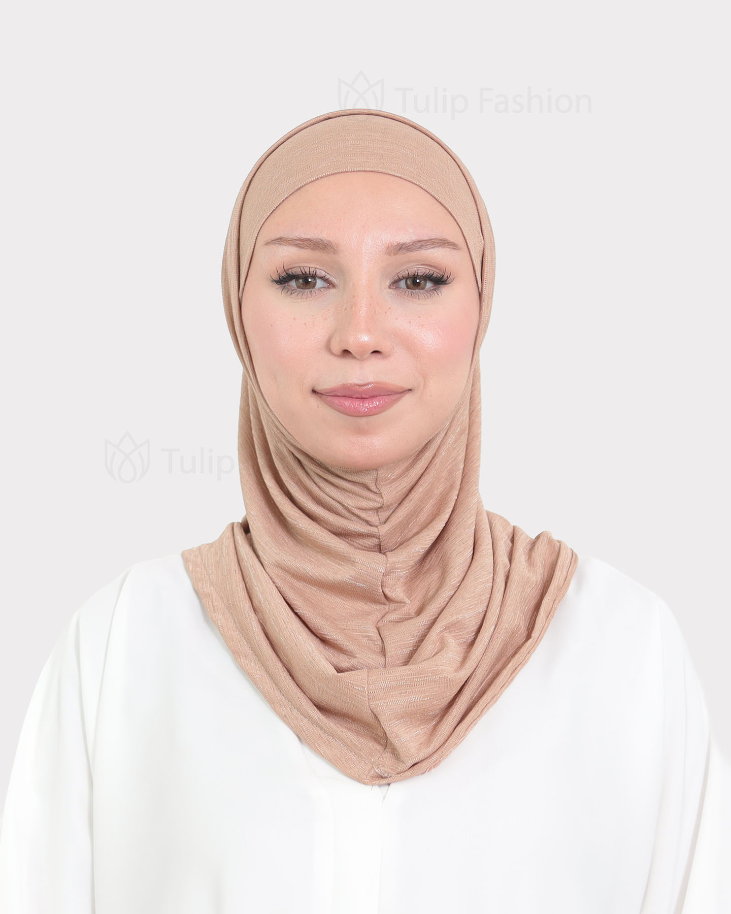 Hijab - Al Amira Lycra Metallic - Nude Beige - 2