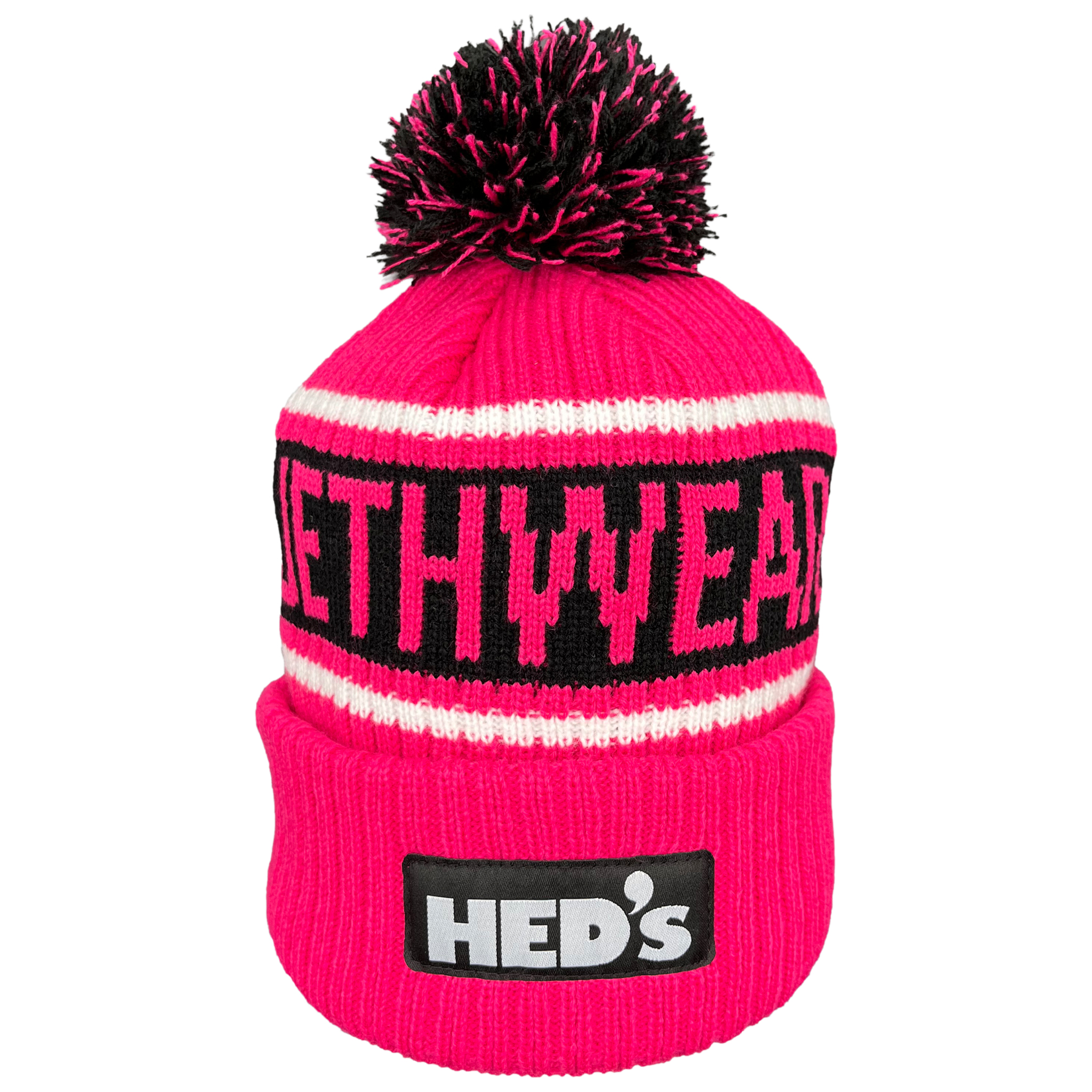 Jethwear Hed's Motor PomPom Beanie - Pink / Black