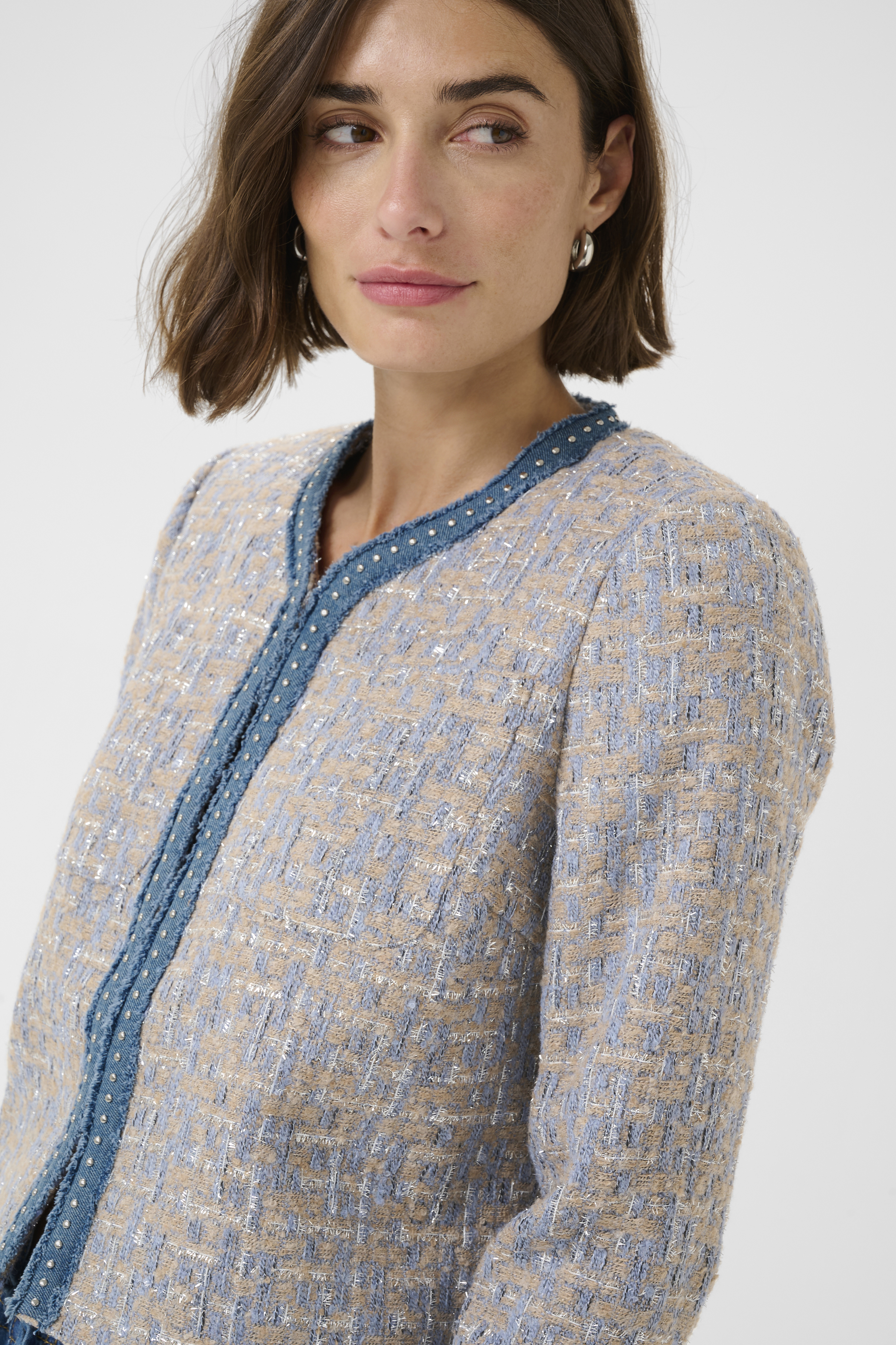 CUpana  jacket Blue/Brown  Check  Kort Jacka