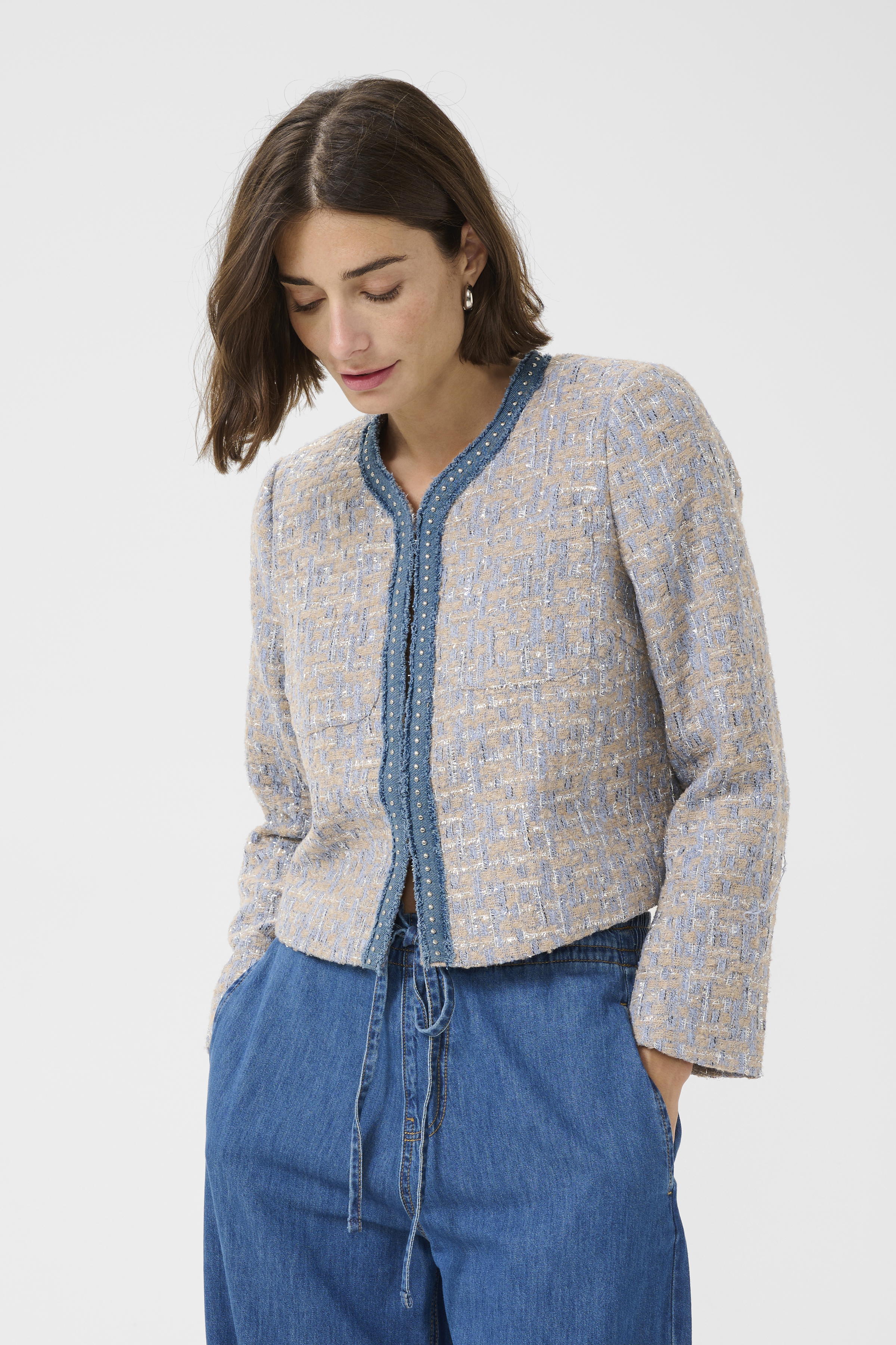 CUpana  jacket Blue/Brown  Check  Kort Jacka