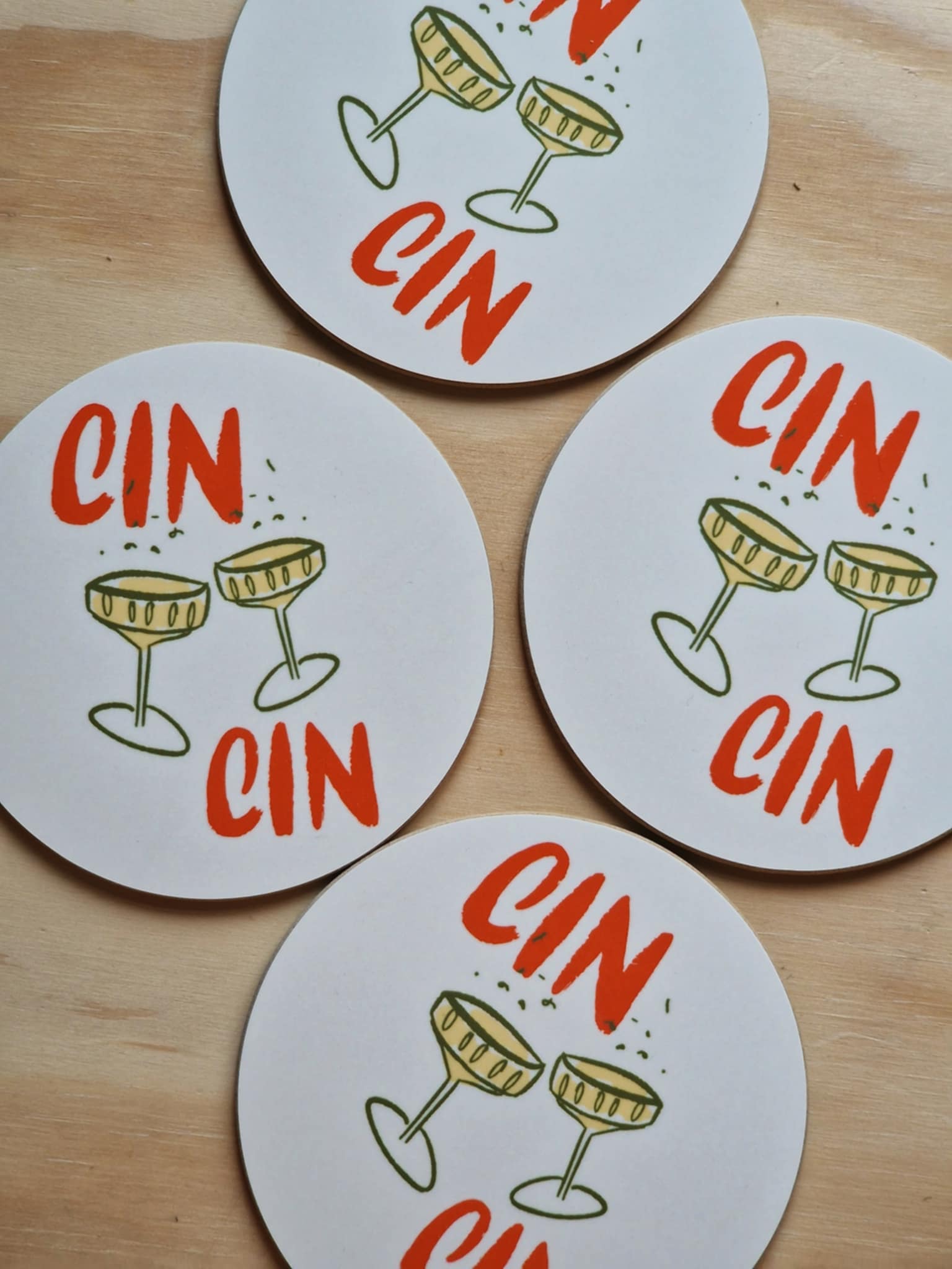 Glasunderlägg "Cin cin"