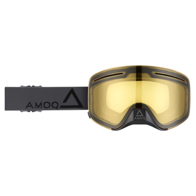 AMOQ Vision Vent+ Magnetic Skoterglasögon - Dark Grey / Black - Yellow