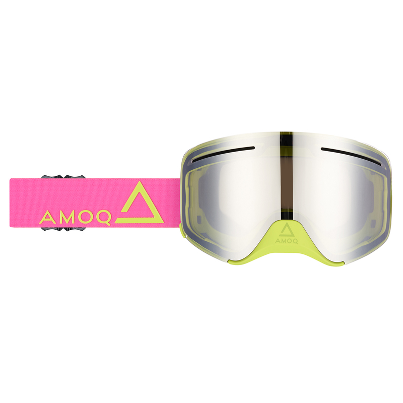AMOQ Vision Vent+ Magnetic Goggles - Pink / Hi Vis - Silver Mirror