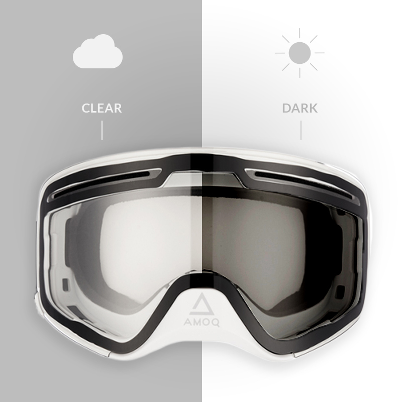 AMOQ Vision Vent+ Magnetic Goggles - Black / White Light Sensitive - Clear Photocromatic - 3