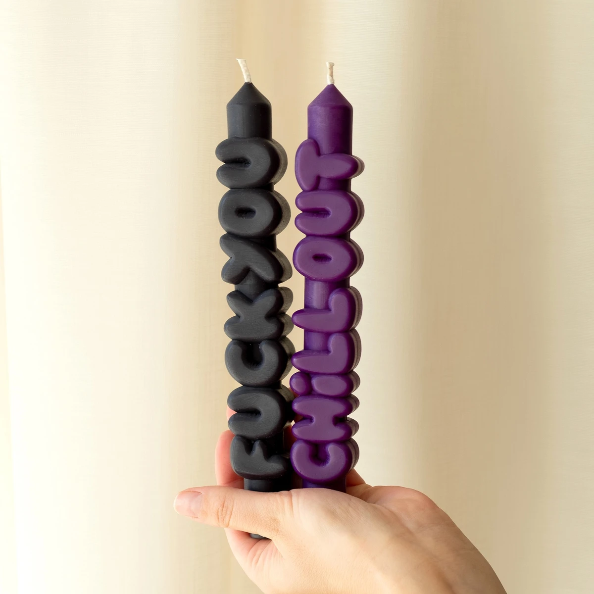 Taper Set Candle Fuck You Svart+Chill Out Indigo 3D