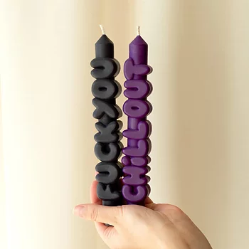 Taper Set Candle Fuck You Svart+Chill Out Indigo 3D