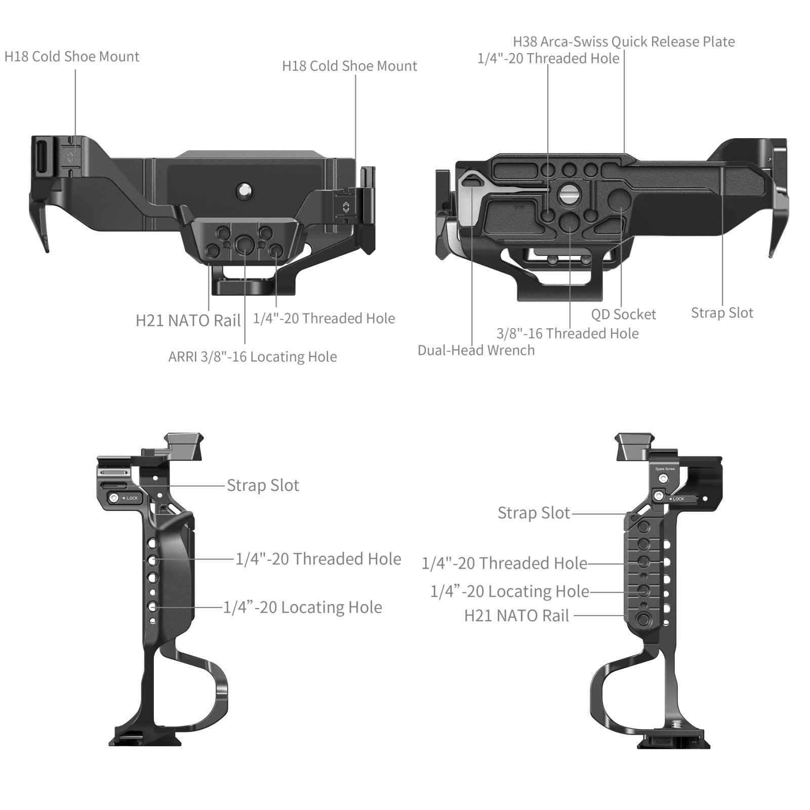 Smallrig Cage for Panasonic LUMIX S1 II/S1 IIE/S1R II/S5 II/S5 IIX/G9 II with DMW-BG1/ DMW-BG2 Battery Grip - 3