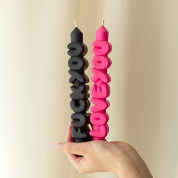 Taper Set Candle Fuck Y Svart+Love You Rosa 3D