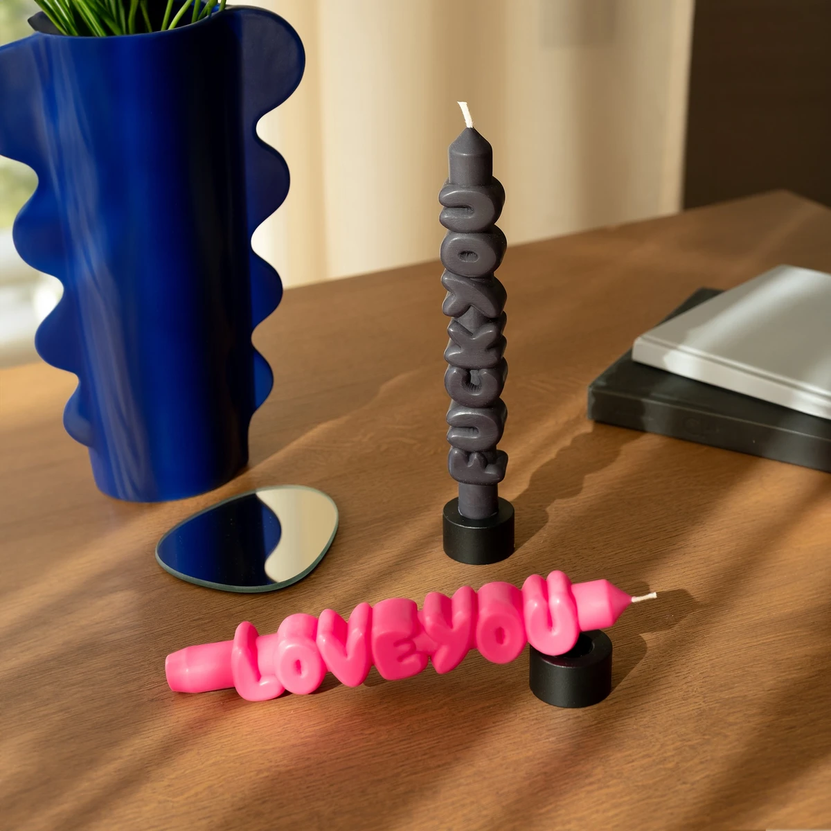Taper Set Candle Fuck Y Svart+Love You Rosa 3D - 2