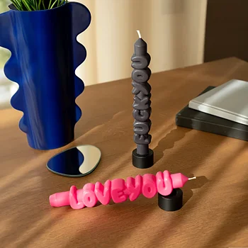 Taper Set Candle Fuck Y Svart+Love You Rosa 3D