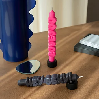 Taper Set Candle Love Pink + Hey Svart 3D