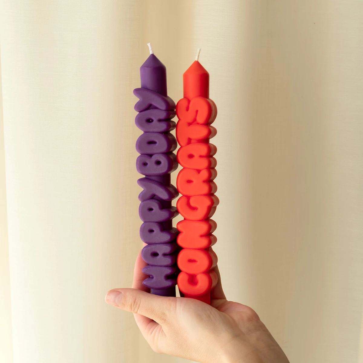 Taper Set Candle Happy B Indigo+Cong Orange 3D