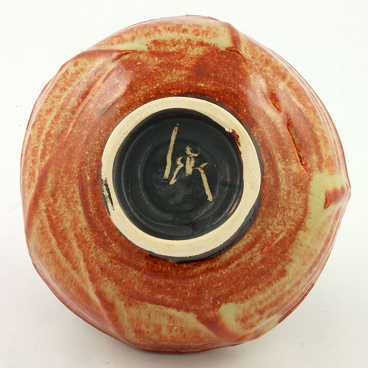 Isak Isaksson (2000s) Unique Chawan Bowl with Brown/Yellow Glaze 13 cm #34