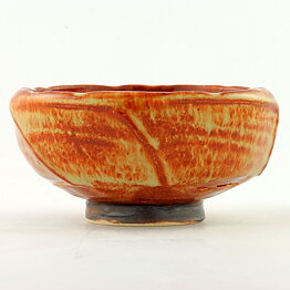 Isak Isaksson (2000s) Unique Chawan Bowl with Brown/Yellow Glaze 13 cm #34