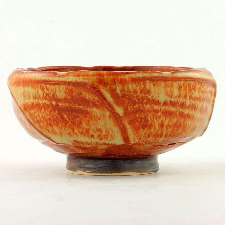 イサク・イサクソン  一点もの  茶/黄色のボウル  茶碗  (13cm)  2000年代  #34