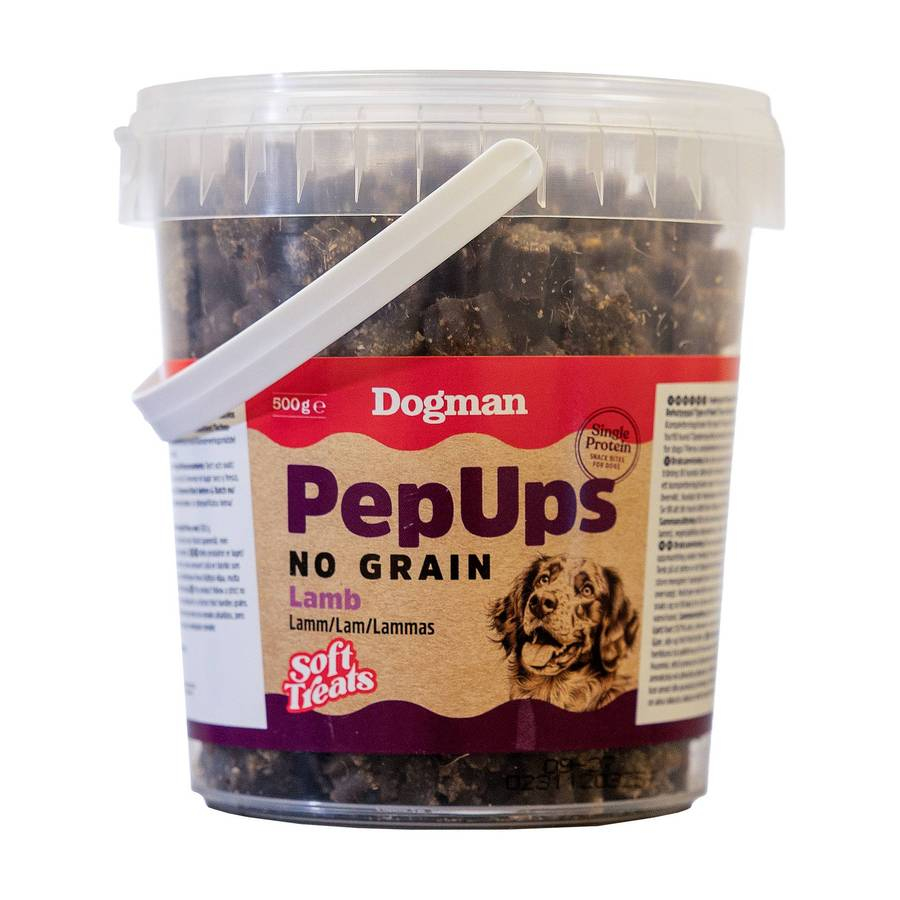 Dogman Pep Ups No Grain Lam Hundegodteri – 500g