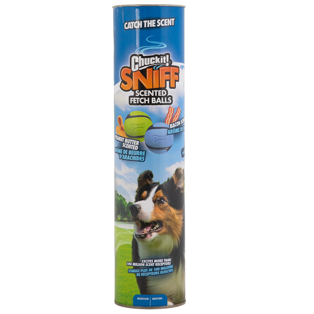 Chuckit! Sniff Bacon & Peanut Butter Hundespielzeug Ball M – 4er-Pack
