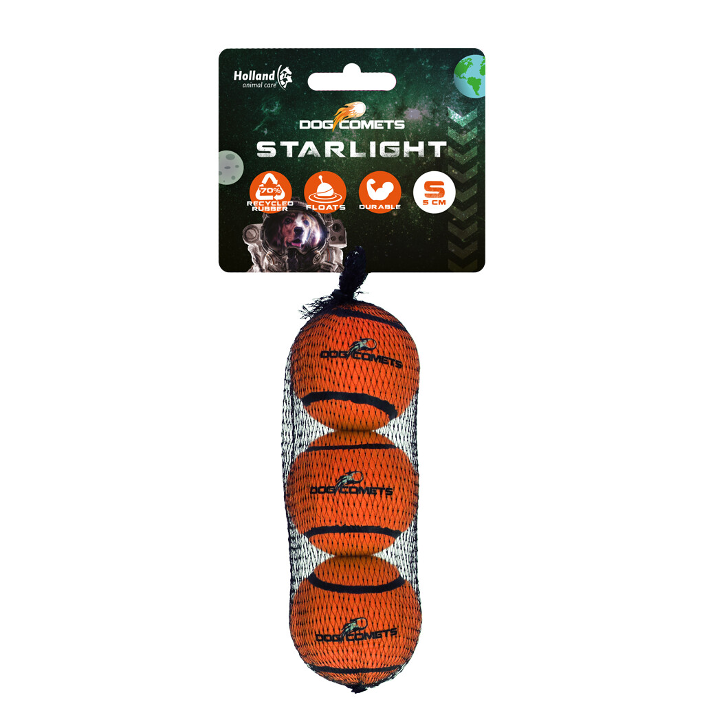 Dog Comets Starlight Tennisbälle Hundespielzeug (3er-Pack) S – Orange