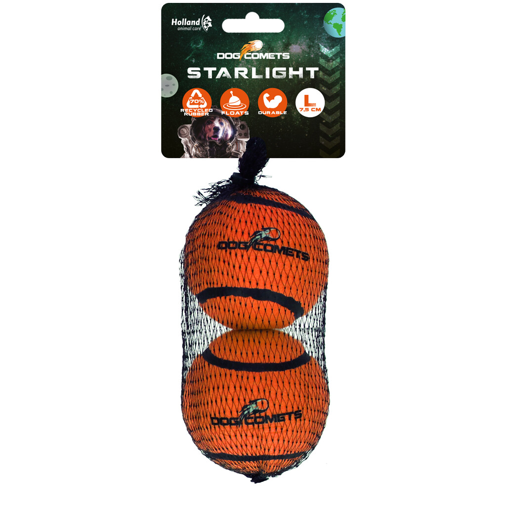 Dog Comets Starlight Tennisbälle Hundespielzeug (2er-Pack) L – Orange