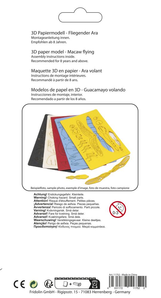3D-pappersmodell, Flygande Ara - 4