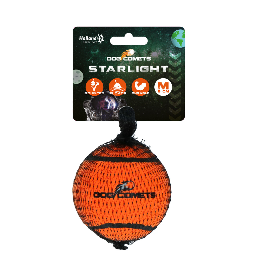 Dog Comets Starlight Tennisbollar Hundleksak Flera storlekar  - Orange - Slitstark