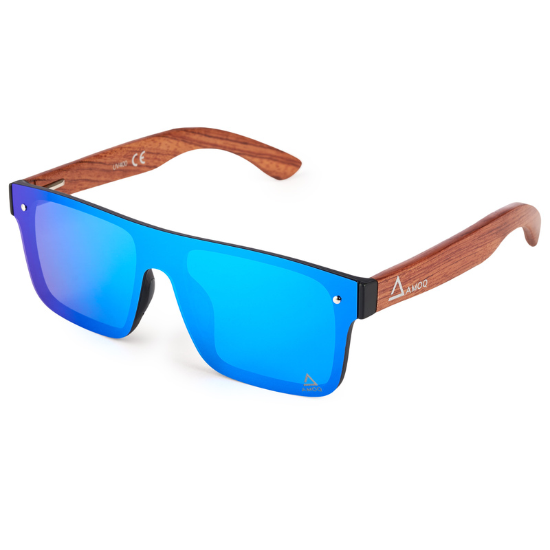 AMOQ Burst Sunglasses PLRZD - Wood - Ice Blue Mirror