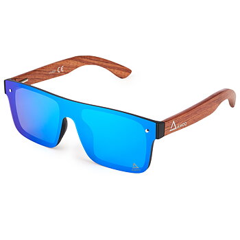 AMOQ Burst Sunglasses PLRZD - Wood - Ice Blue Mirror