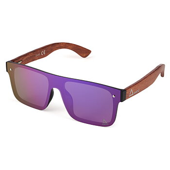 AMOQ Burst Sunglasses PLRZD - Wood - Purple Red Mirror