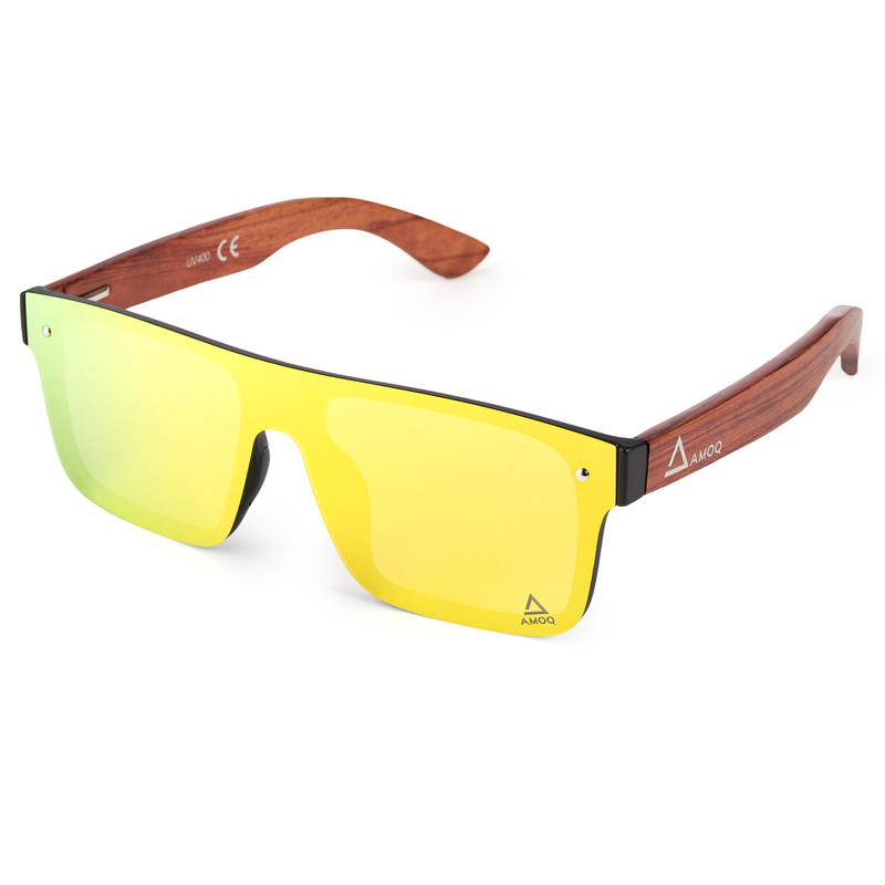 AMOQ Burst Sunglasses PLRZD - Wood - Gold Mirror