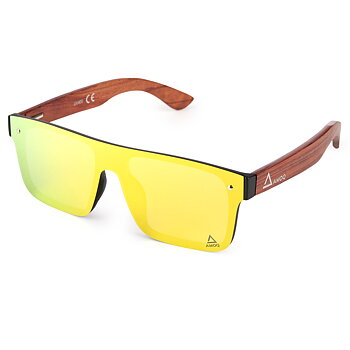 AMOQ Burst Sunglasses PLRZD - Wood - Gold Mirror