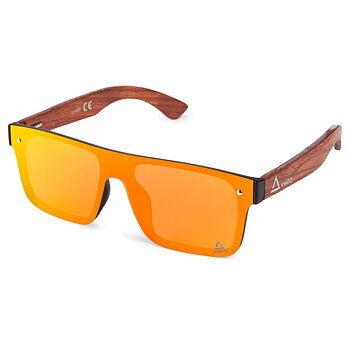 AMOQ Burst Sunglasses PLRZD - Wood - Red Mirror