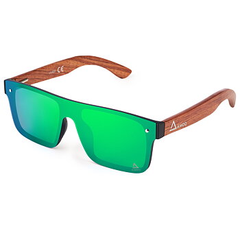 AMOQ Burst Sunglasses PLRZD - Wood - Green Mirror