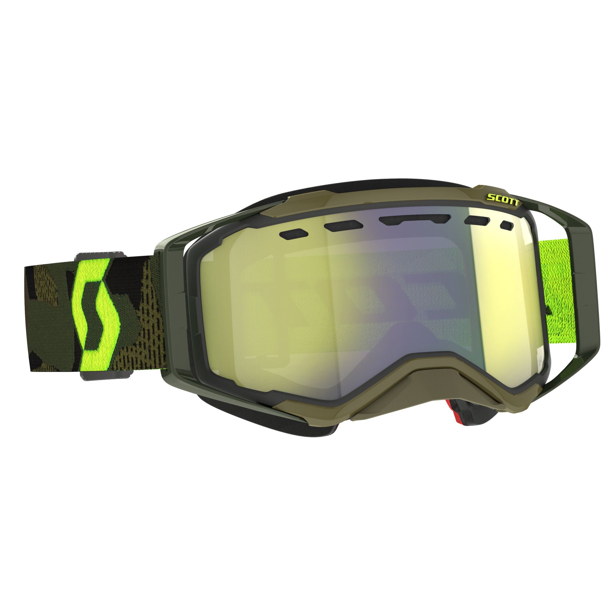 SCOTT Prospect Snow Cross Goggle - Kaki Green / Neon Yellow / AMP Yellow Chrome S2