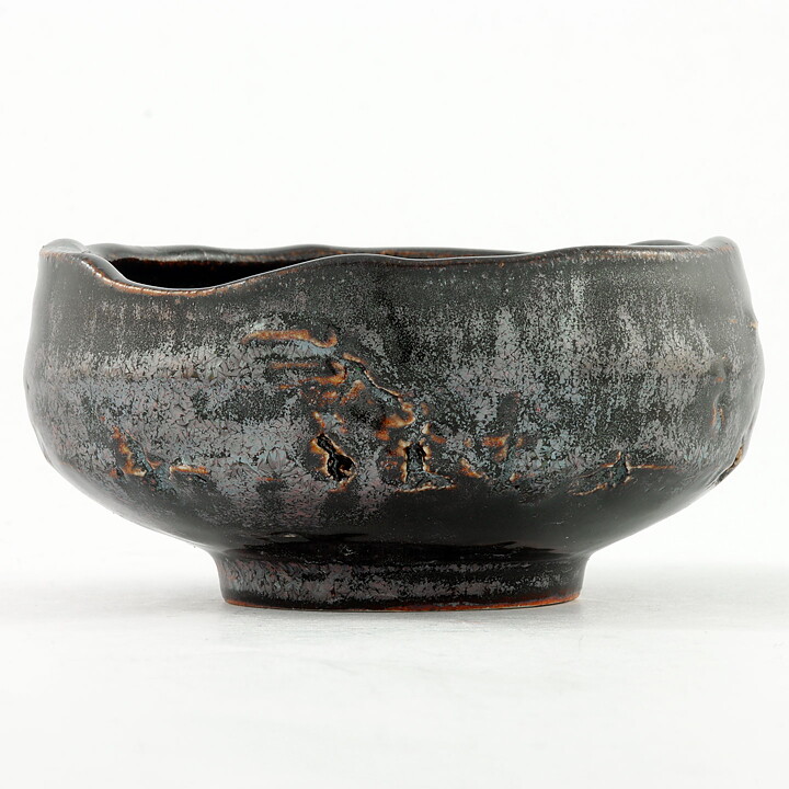 Isak Isaksson (2000s) Unique Chawan Bowl with Black Glaze 11 cm #35