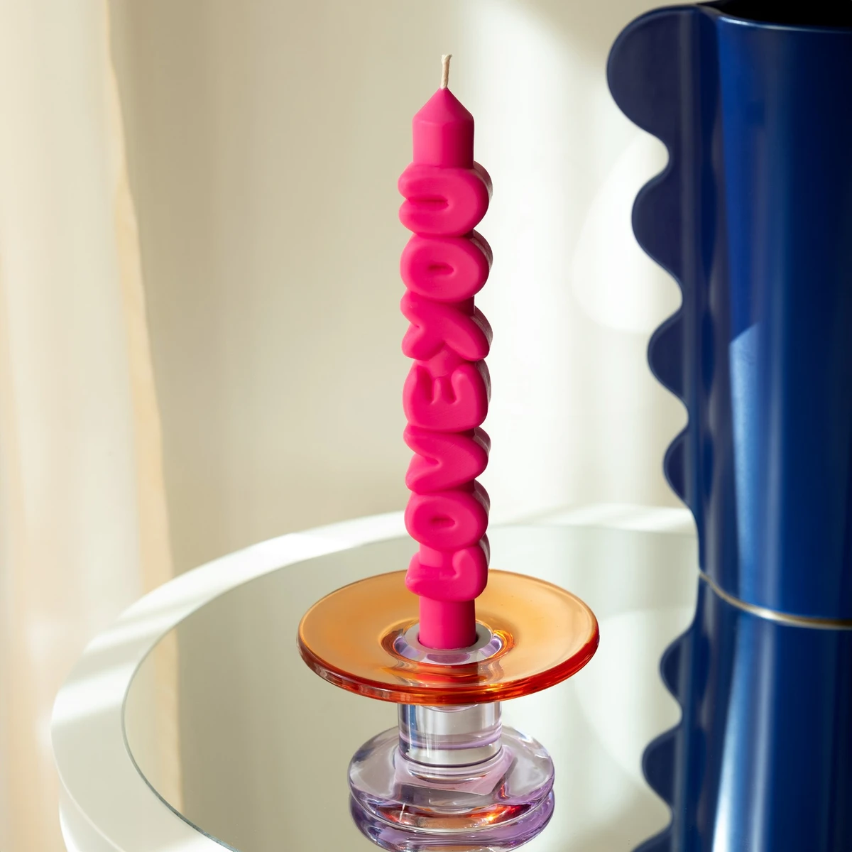 3D Taper Candle Love You Pink