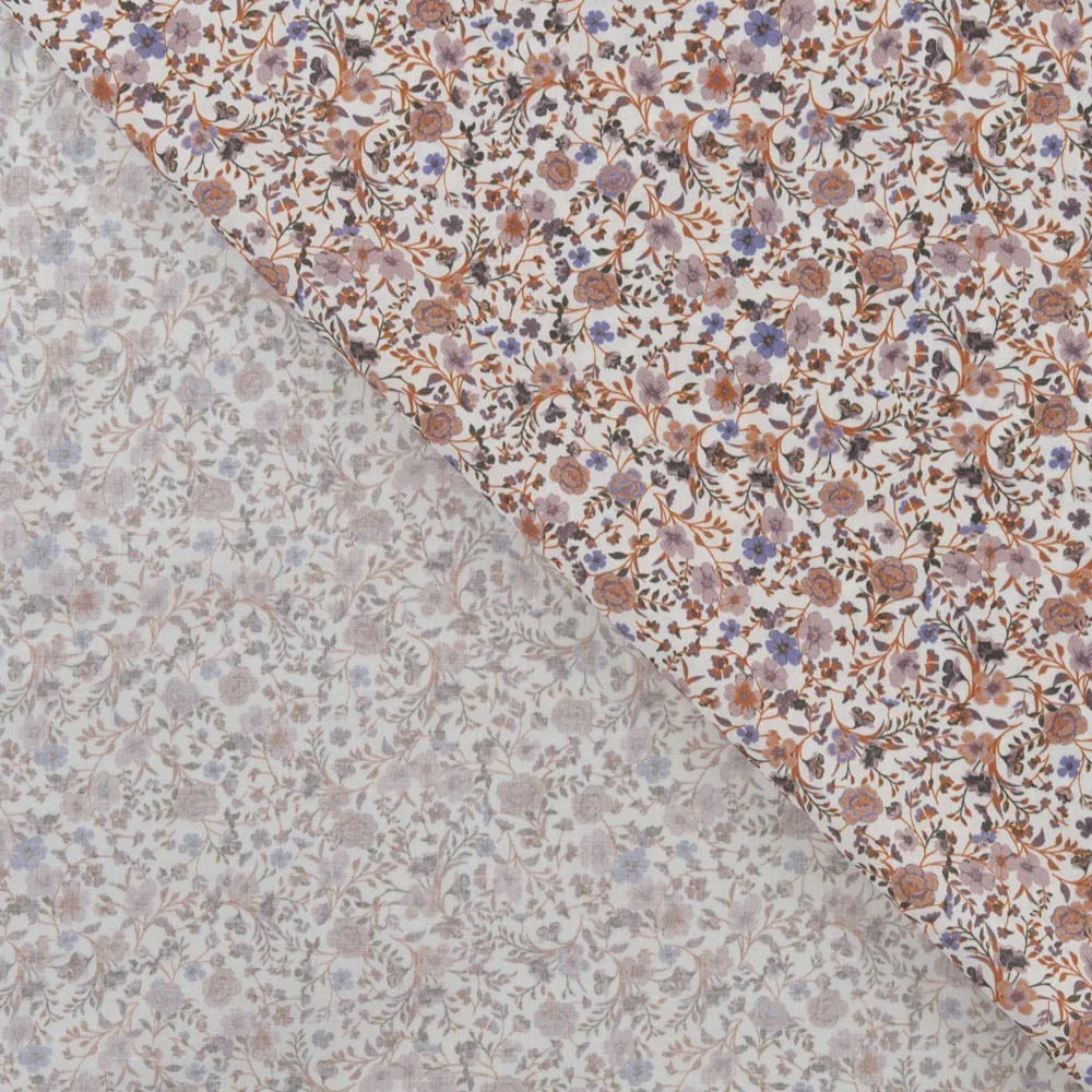 COTTON VOILE - FLOWERS RUST - 3
