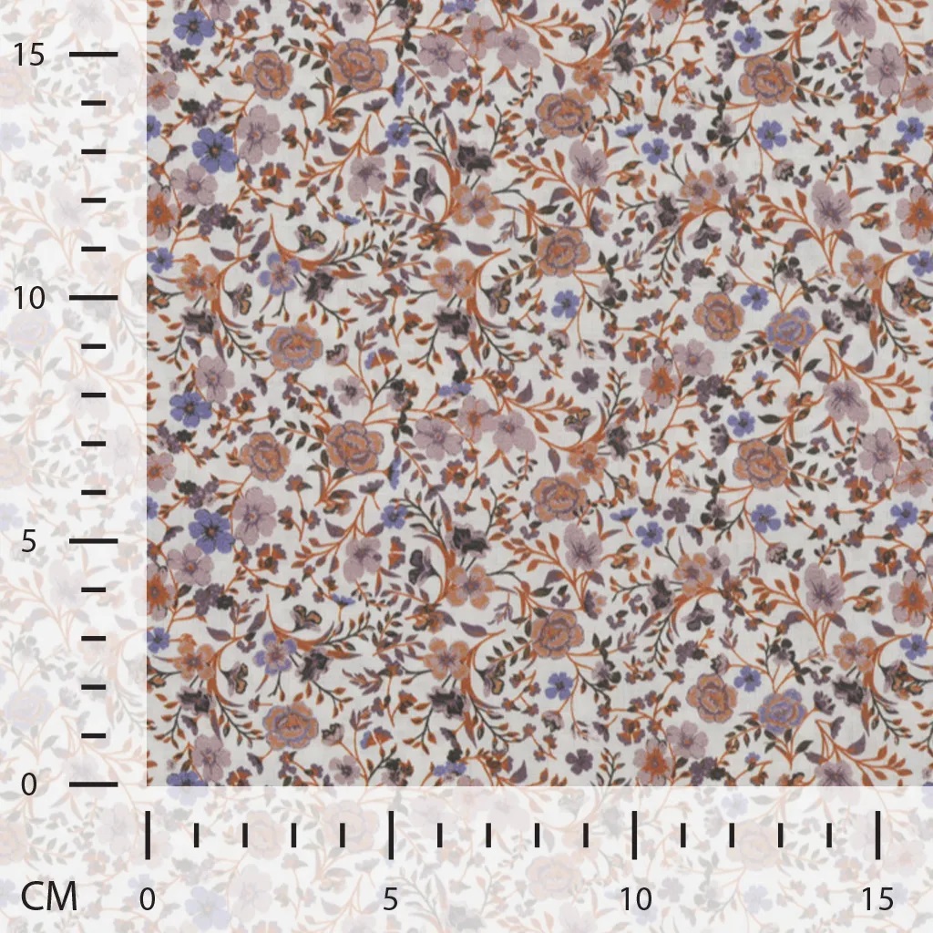 COTTON VOILE - FLOWERS RUST - 2