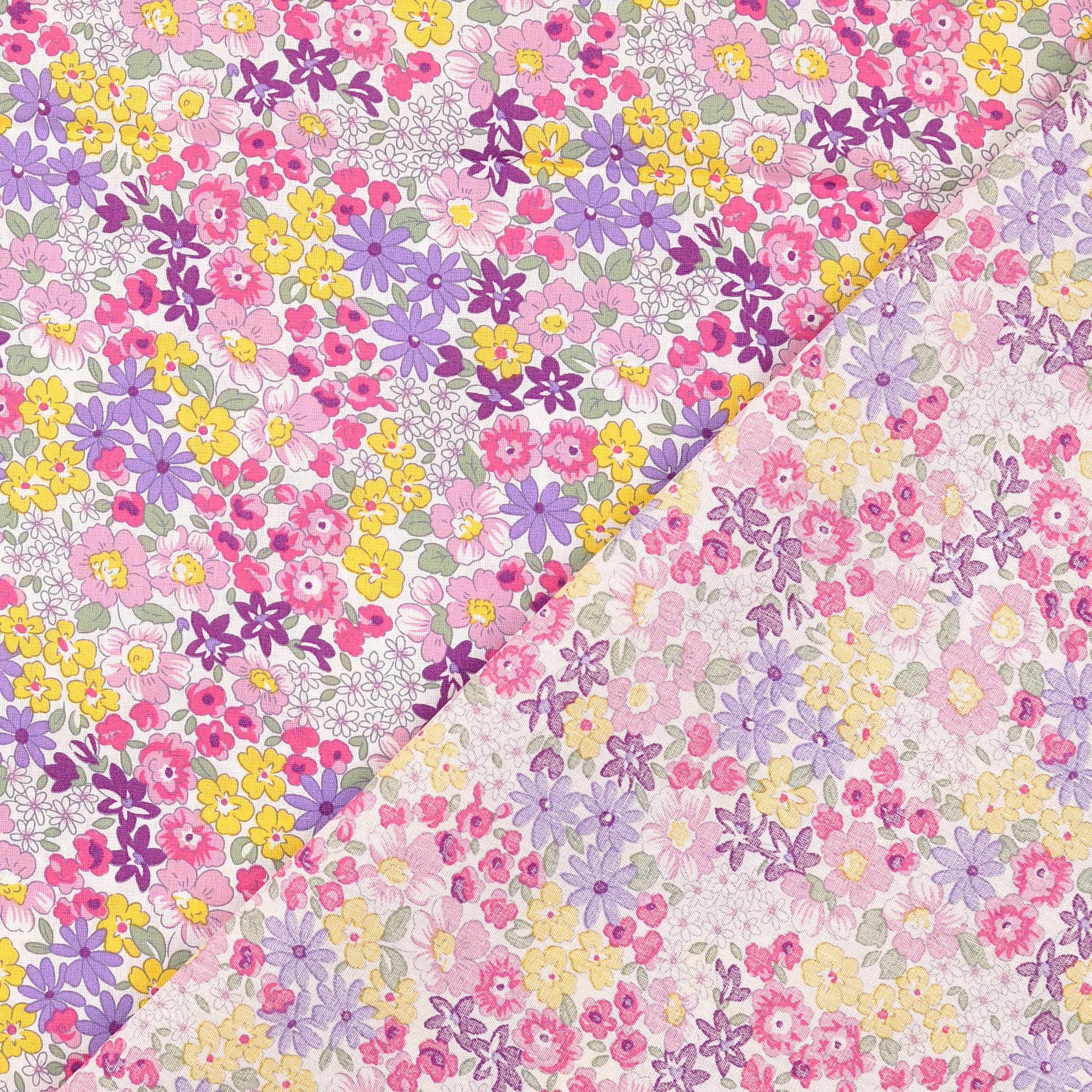 COTTON POPLIN - FLOWER PINK/YELLOW - 3