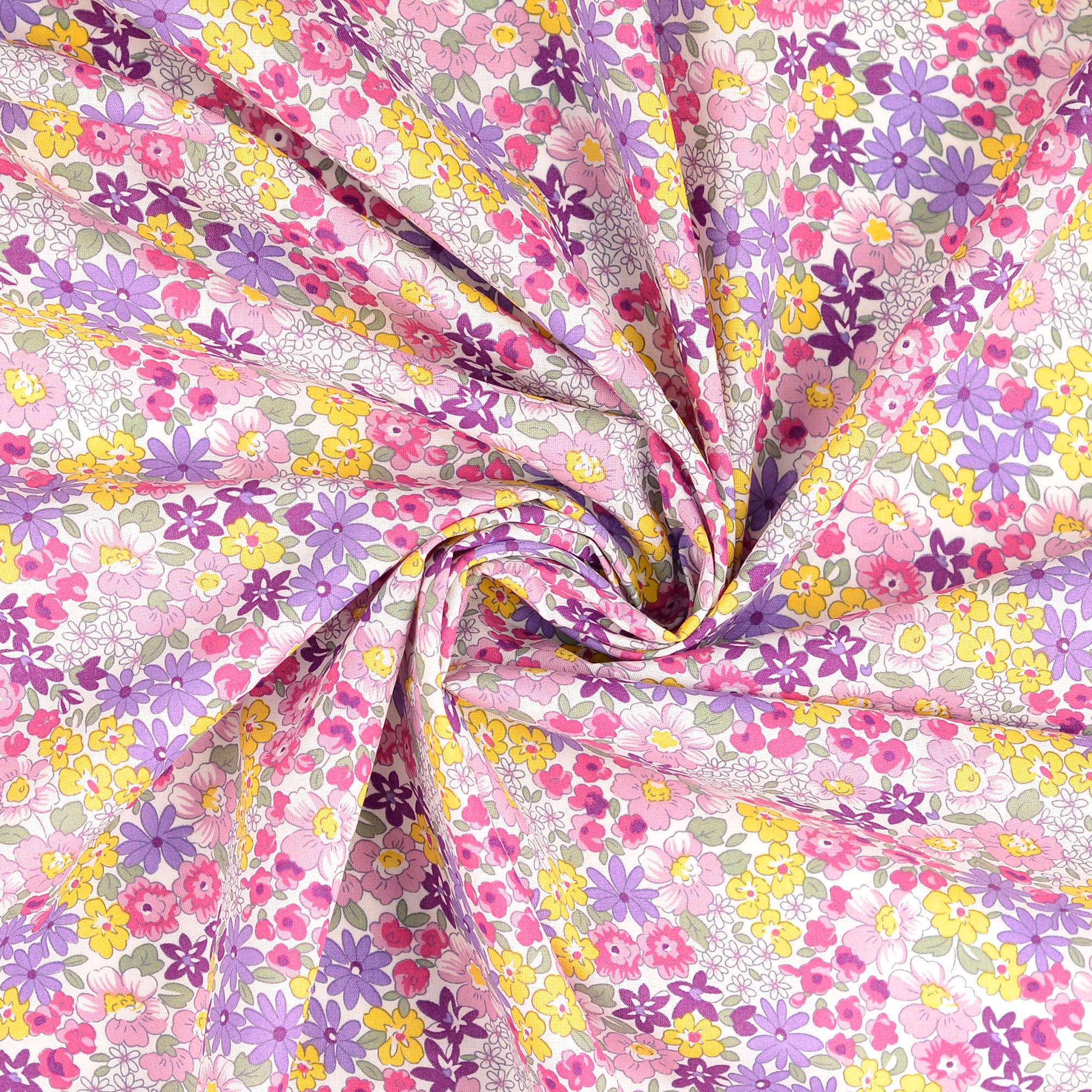 COTTON POPLIN - FLOWER PINK/YELLOW - 2