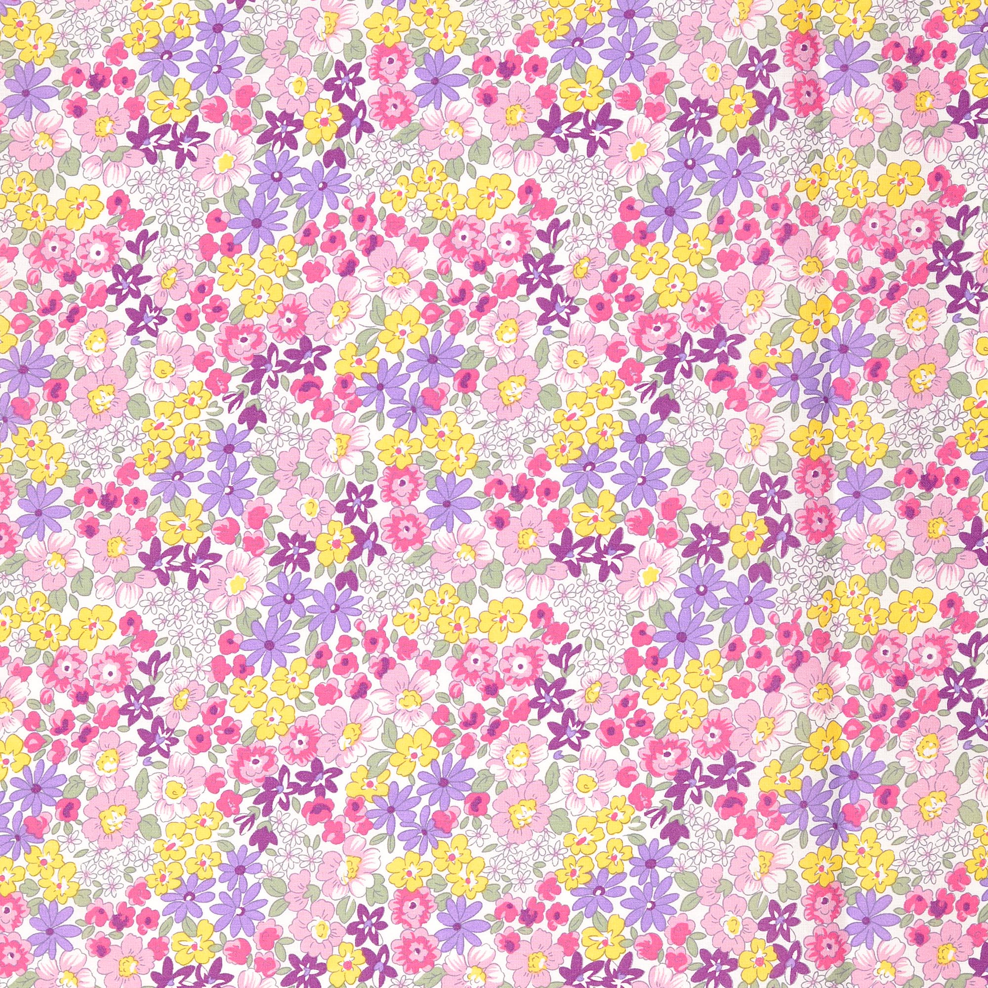 COTTON POPLIN - FLOWER PINK/YELLOW