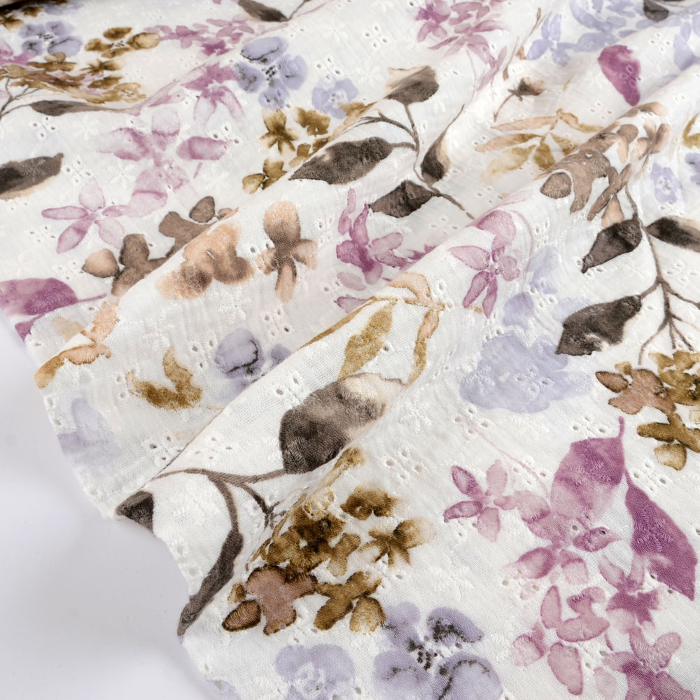 MUSLIN - FLORALS EMBROIDERY PURPLE - 2