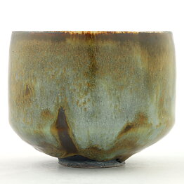 Isak Isaksson (2000s) Unique Chawan Bowl with Green/Brown Glaze 9 cm #36