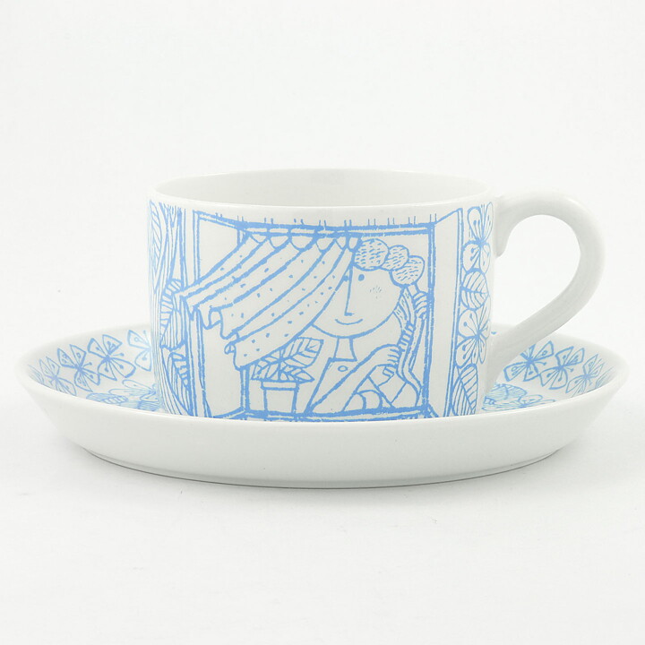 Stig Lindberg (Boro 1960) Teacup with Blue Decor 11 cm (4)