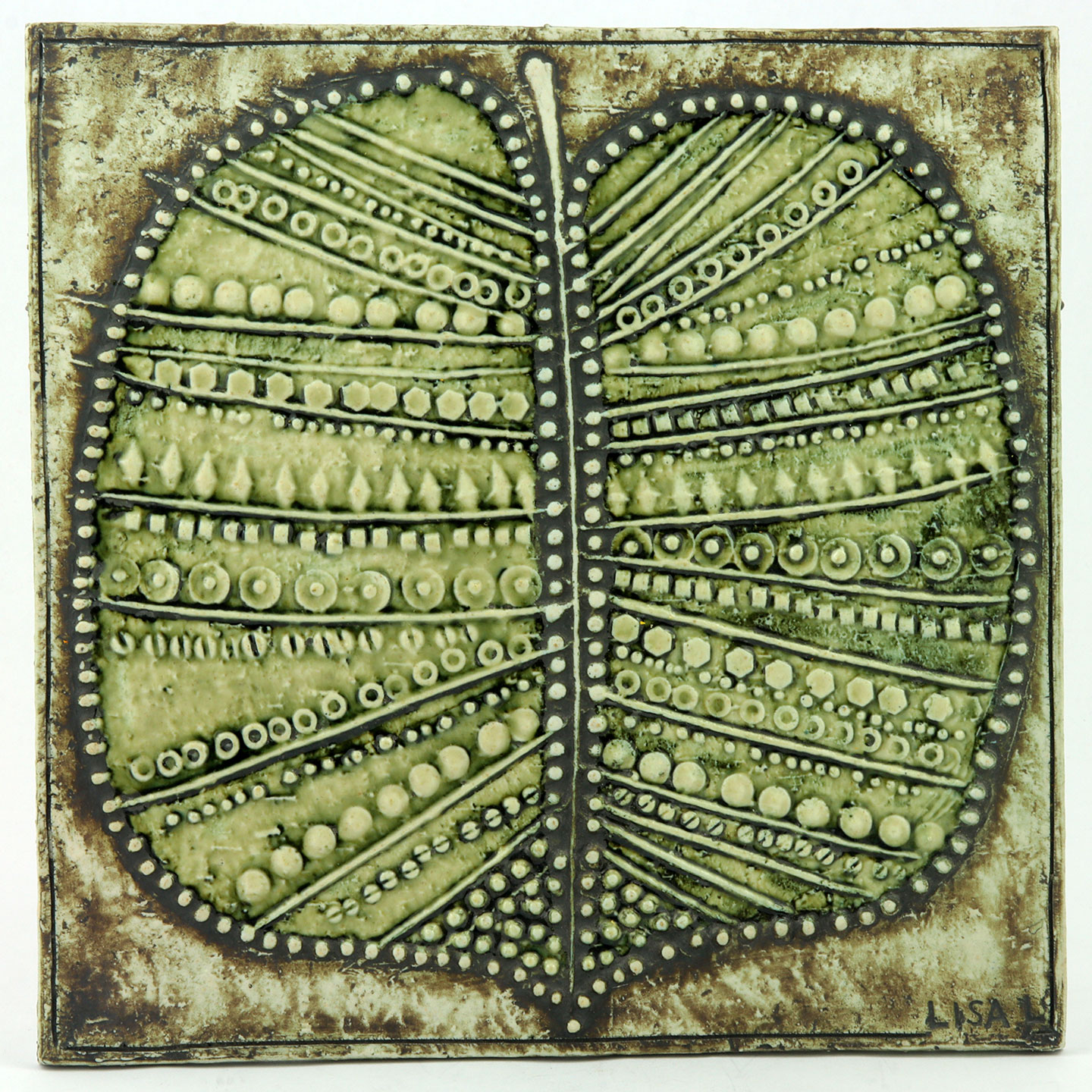 Lisa オンライン Larson UNIK 陶板 Blad リーフ 葉 A*