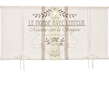 Hissgardin Voltaire Paris tryck knytband shabby chic lantlig stil