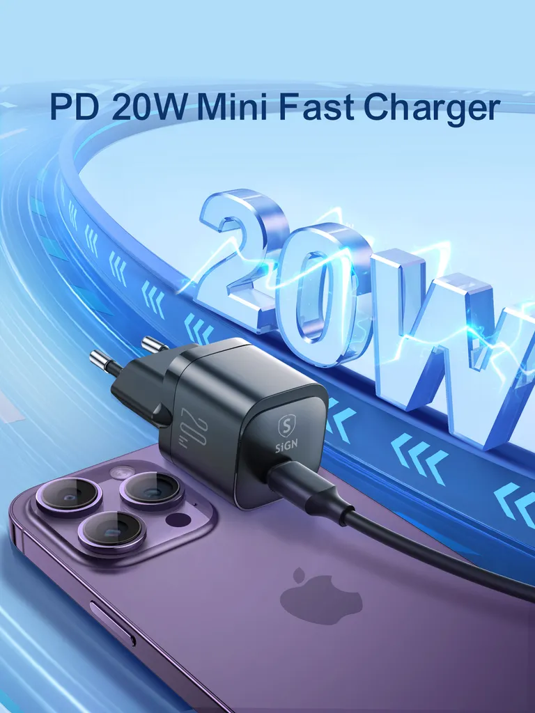  SiGN PD 20W USB-C Mini Laddare - Svart - 3