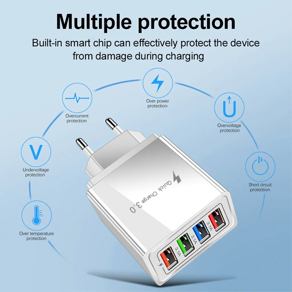 SiGN Snabbladdare 4xUSB-A, PD & Q.C 3.0, 33W - Vit - 2