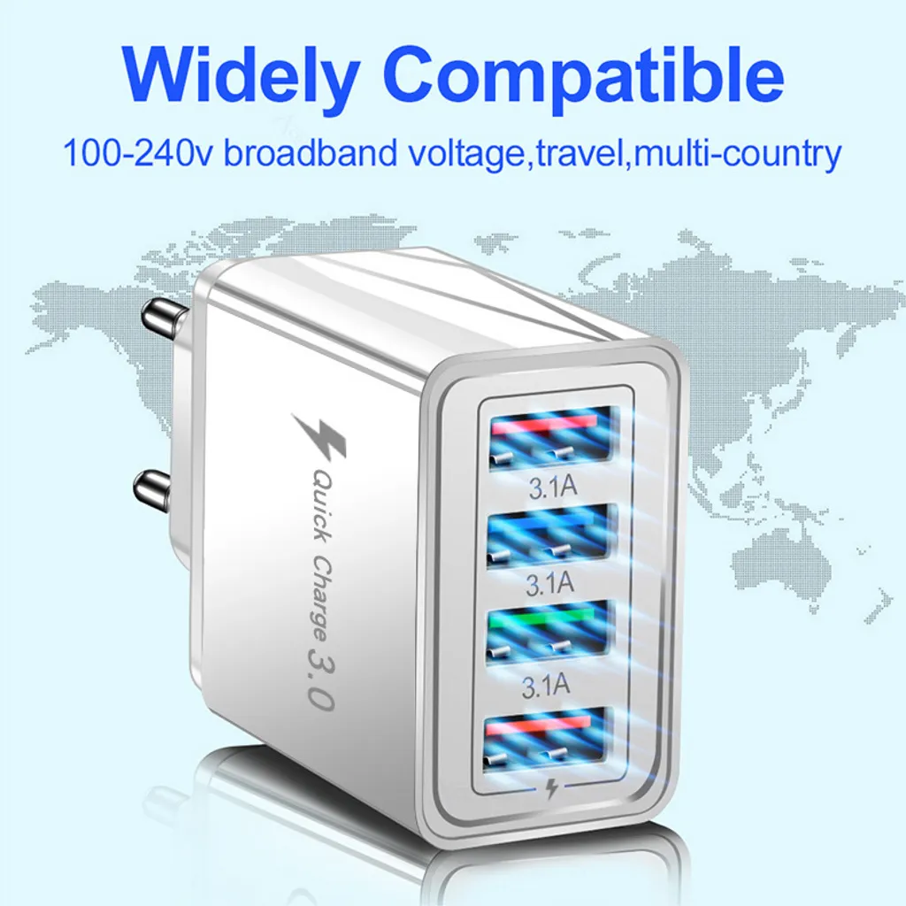 SiGN Snabbladdare 4xUSB-A, PD & Q.C 3.0, 33W - Vit - 3