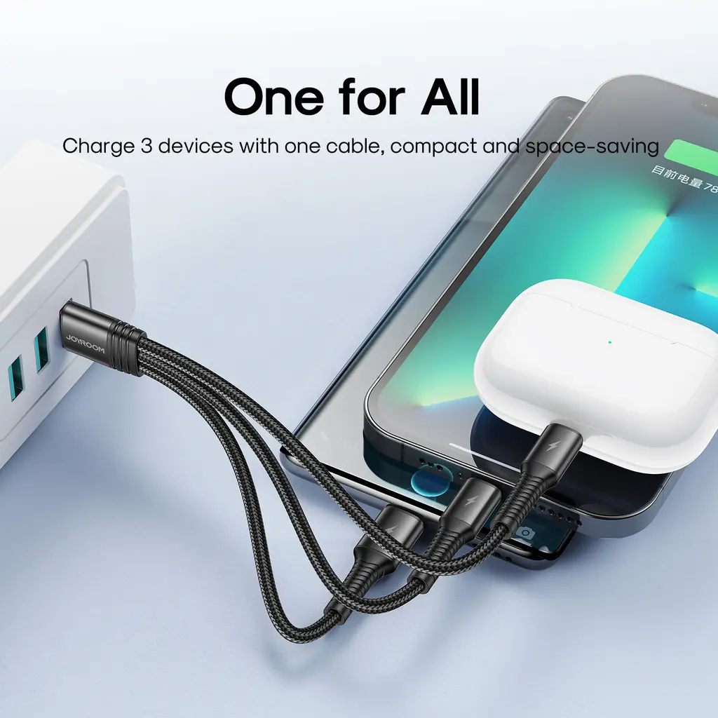 SiGN 3-in-1 Kabel Lightning, USB-C, 0.15m, 3.5A, 20W - Svart - 4