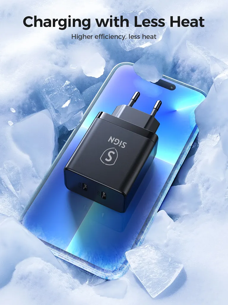 SiGN Dual USB-C PD Laddare 40W - Svart - 5
